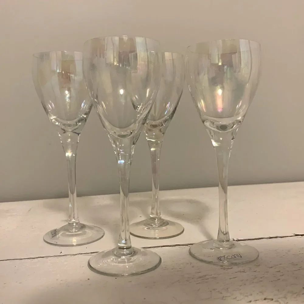 Vintage Toscany Iridescent Wine Flutes (4)